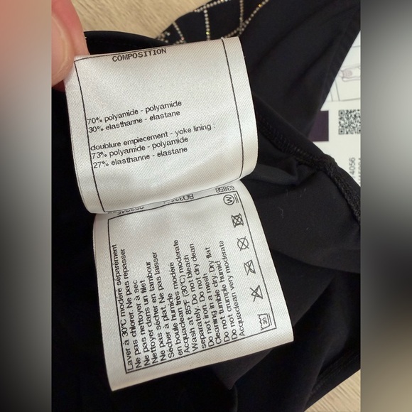 Chanel 23C Black Silver Crystal CC Logo One Piece Swimsuit Runway Bathingsuit 38 - Picture 15 of 16